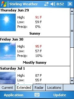 Stirling Weather Screenshot - Extended Forecast