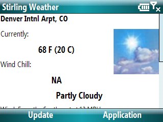Stirling Weather Screenshot - Current Conditions